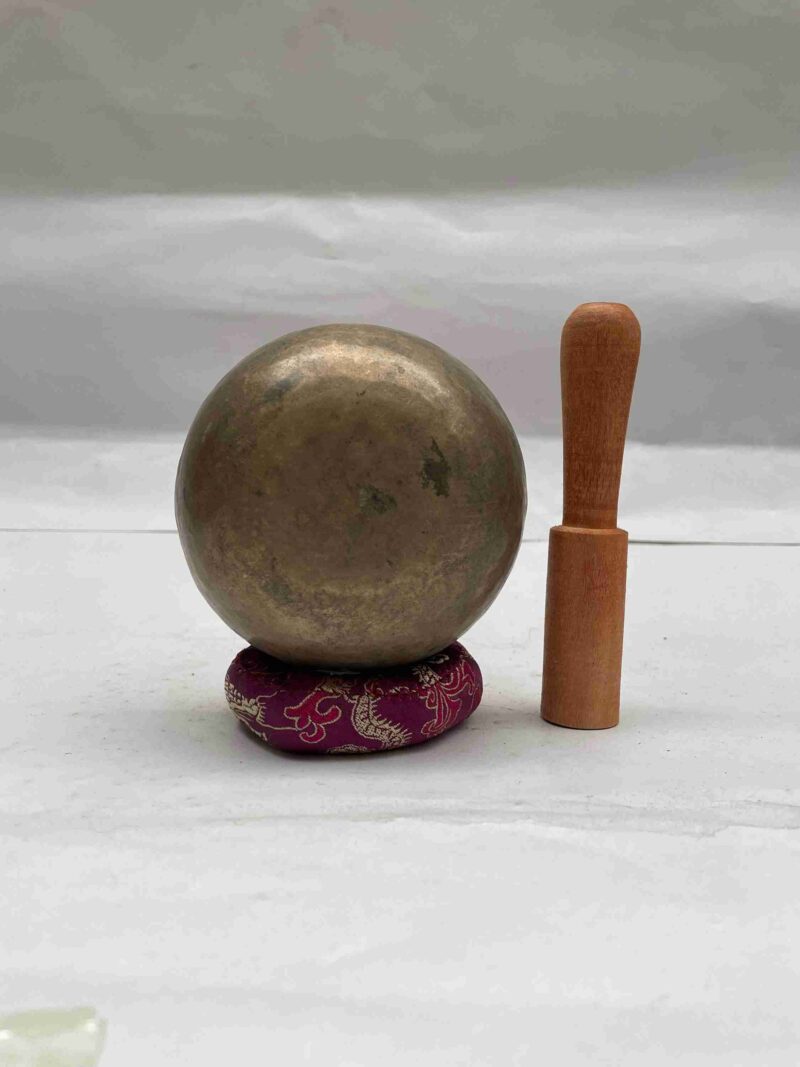 Old, Buddhist Hand-Beaten Jambati Singing Bowl – Plain - Image 4
