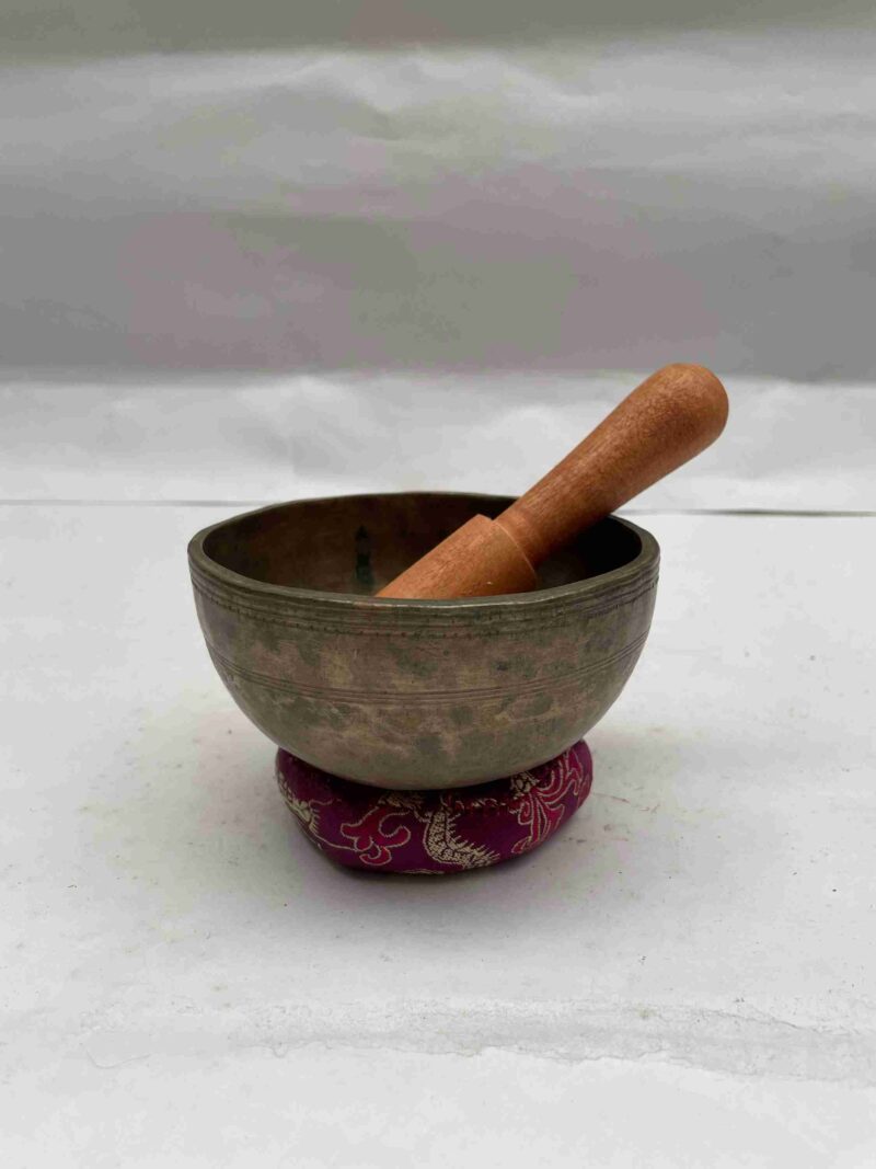 Old, Buddhist Hand-Beaten Jambati Singing Bowl – Plain - Image 3
