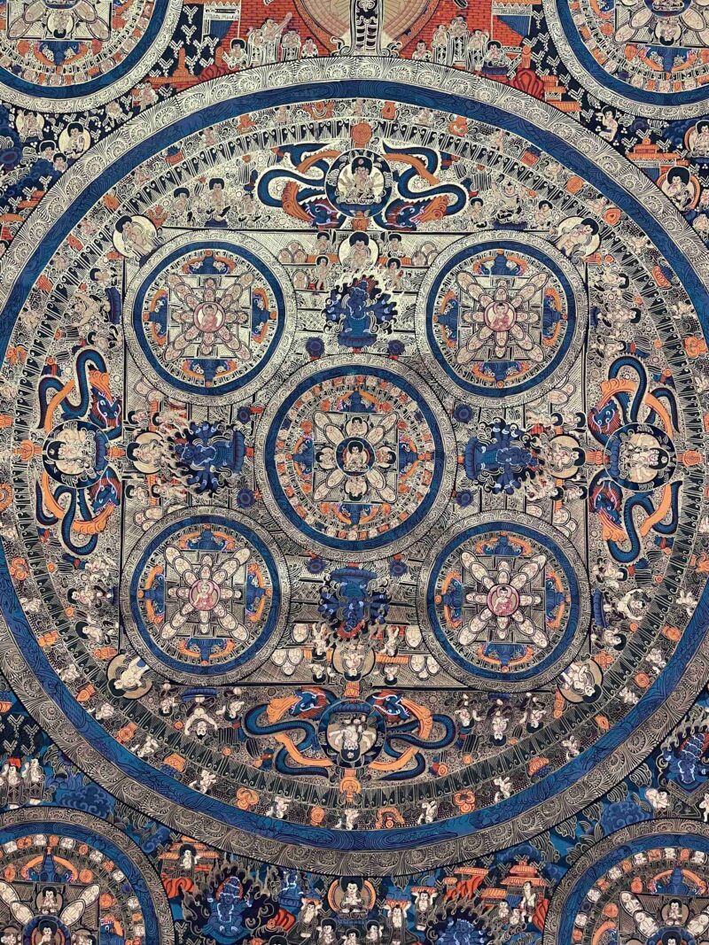 Buddhist Handmade Thangka Painting of 14 Mandalas – Real Gold, Hand-Painted - Image 7