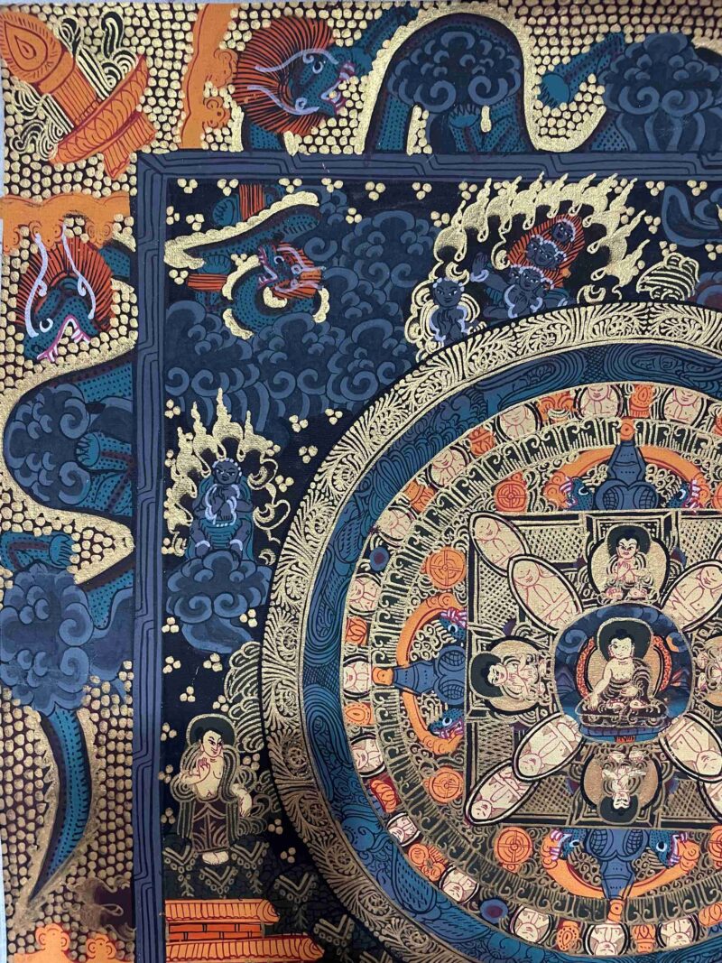 Buddhist Handmade Thangka Painting of 10 Mandalas – Real Gold, Hand-Painted - Image 2