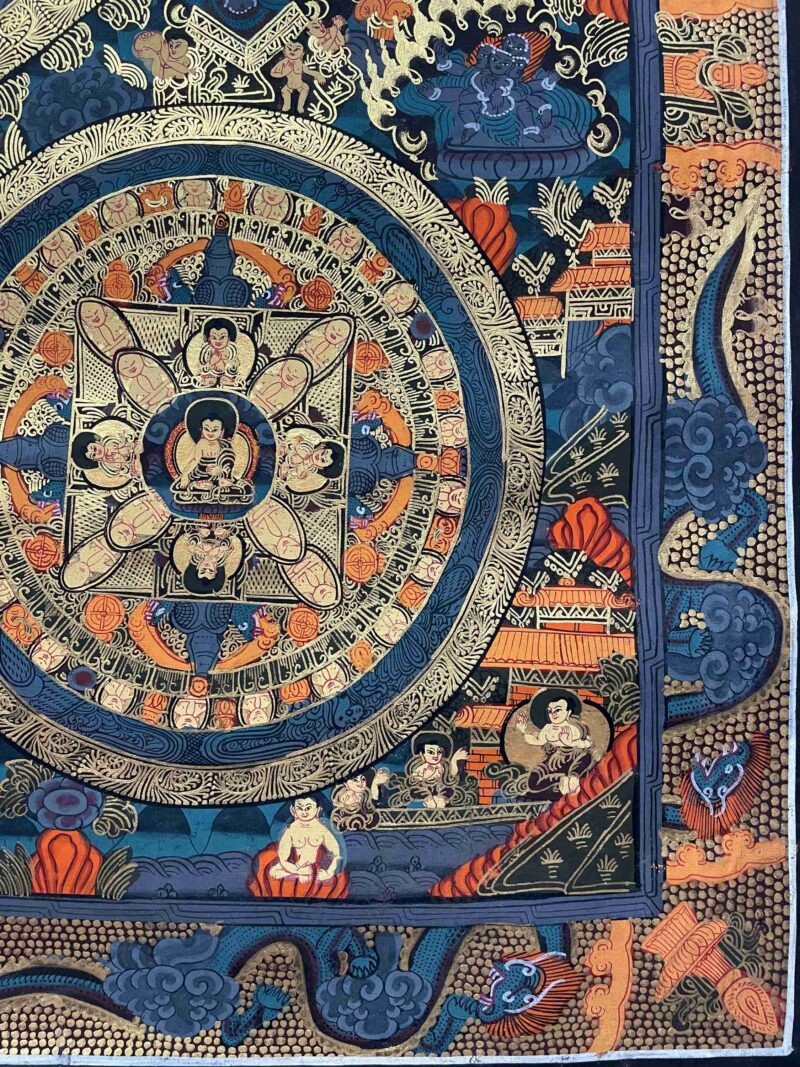 Buddhist Handmade Thangka Painting of 10 Mandalas – Real Gold, Hand-Painted - Image 6