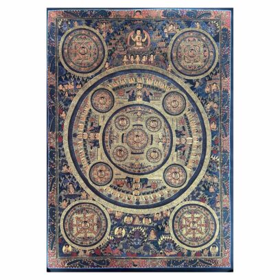 Buddhist Handmade Thangka Painting of 14 Mandalas – Real Gold, Hand-Painted