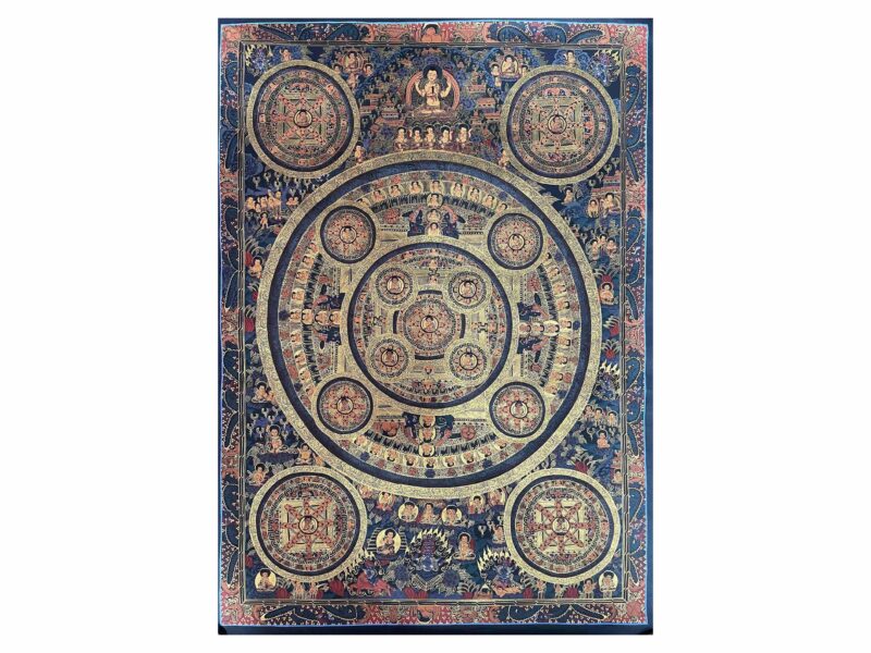 Buddhist Handmade Thangka Painting of 14 Mandalas – Real Gold, Hand-Painted