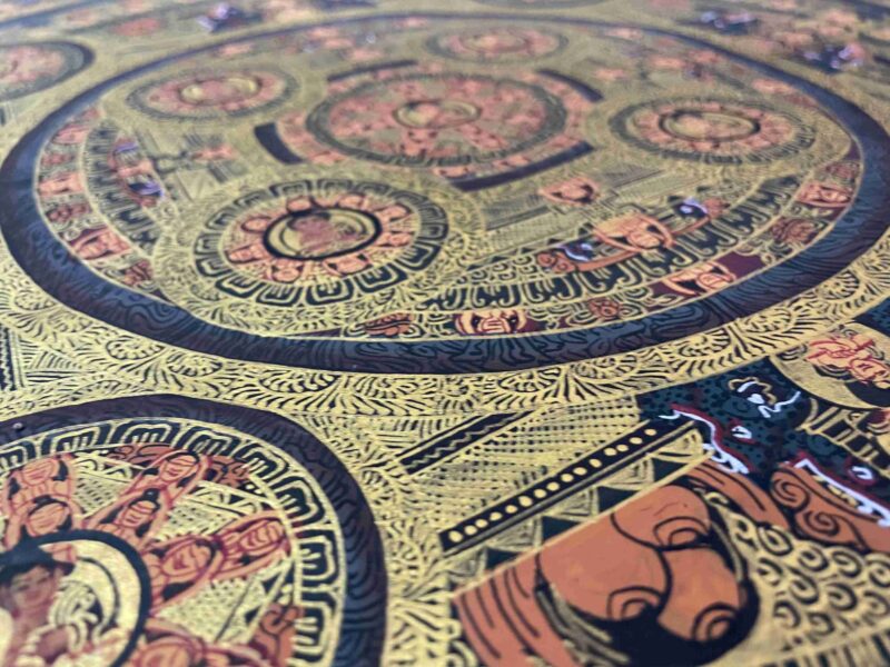 Buddhist Handmade Thangka Painting of 14 Mandalas – Real Gold, Hand-Painted - Image 4