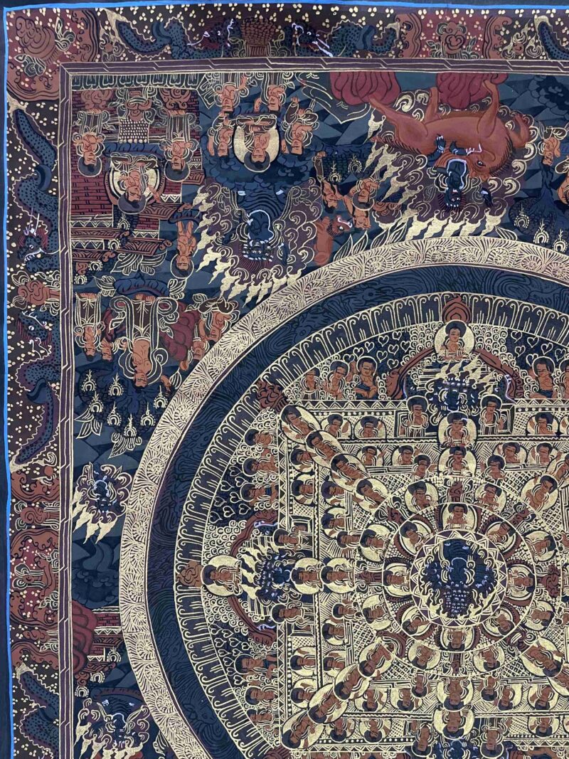 Buddhist Handmade Thangka Painting of Mandala – Real Gold, Hand-Painted - Image 2