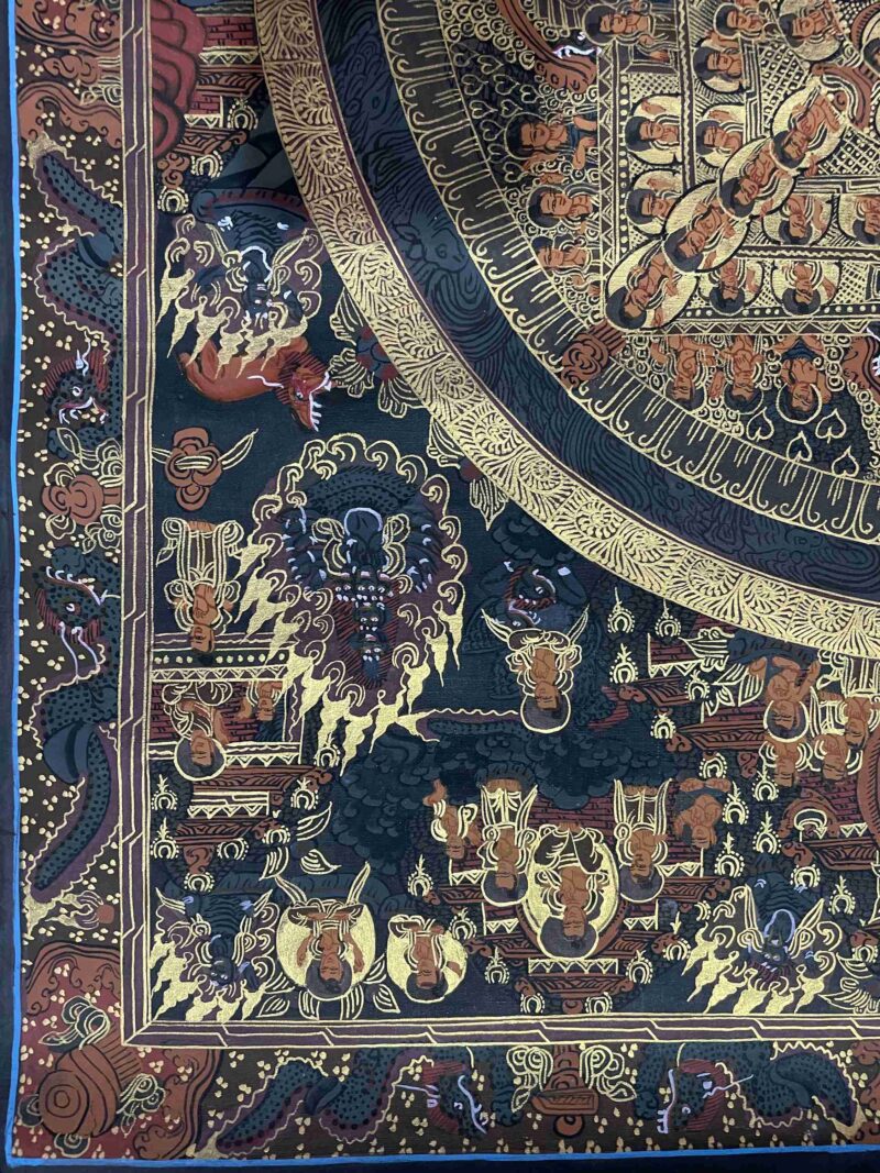 Buddhist Handmade Thangka Painting of Mandala – Real Gold, Hand-Painted - Image 5