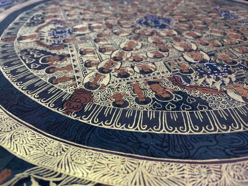 Buddhist Handmade Thangka Painting of Mandala – Real Gold, Hand-Painted - Image 4