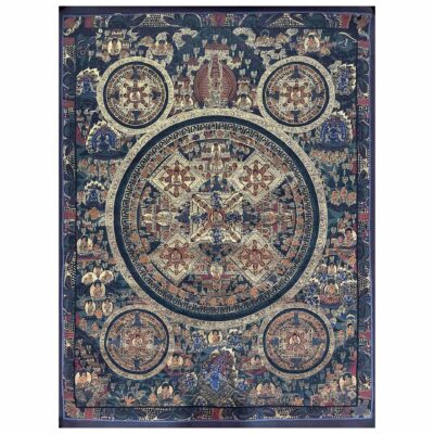 Buddhist Handmade Thangka Painting of Pancha Buddha – Real Gold, Hand-Painted