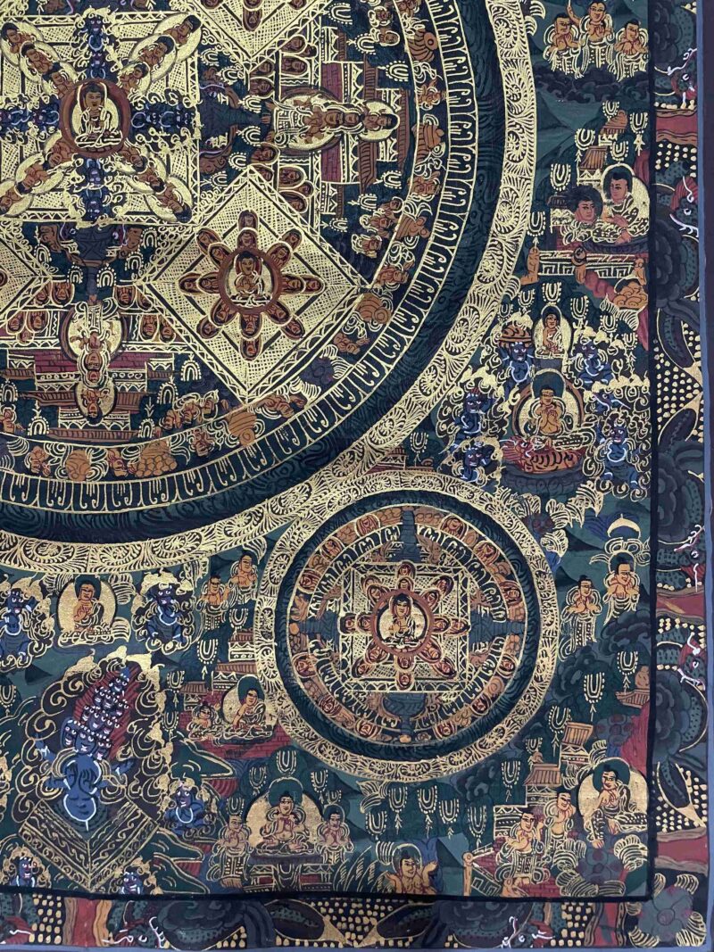 Buddhist Handmade Thangka Painting of Pancha Buddha – Real Gold, Hand-Painted - Image 6