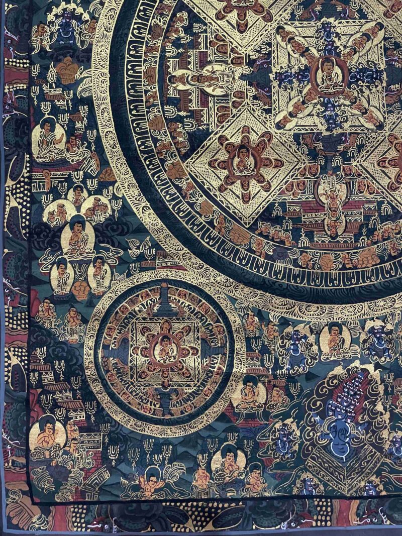 Buddhist Handmade Thangka Painting of Pancha Buddha – Real Gold, Hand-Painted - Image 5