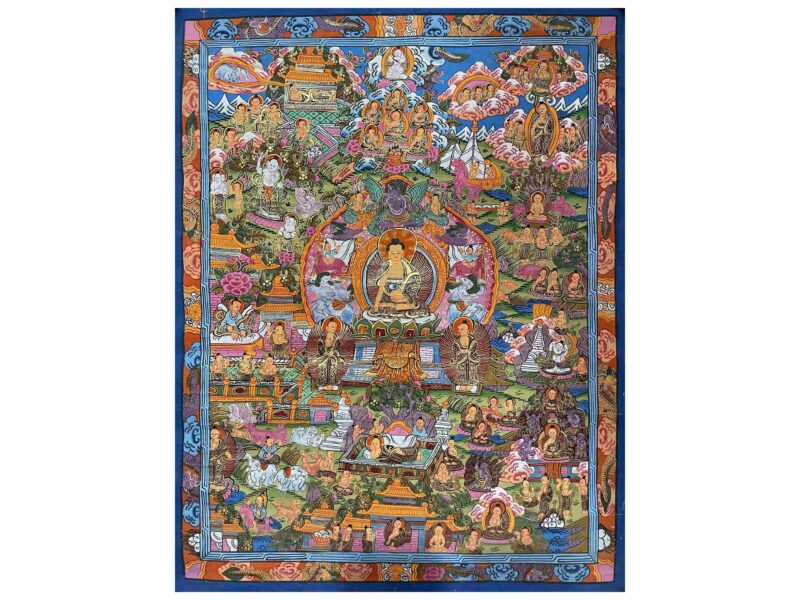Buddhist Handmade Thangka Painting of Buddha Life Story – Real Gold, Hand-Painted