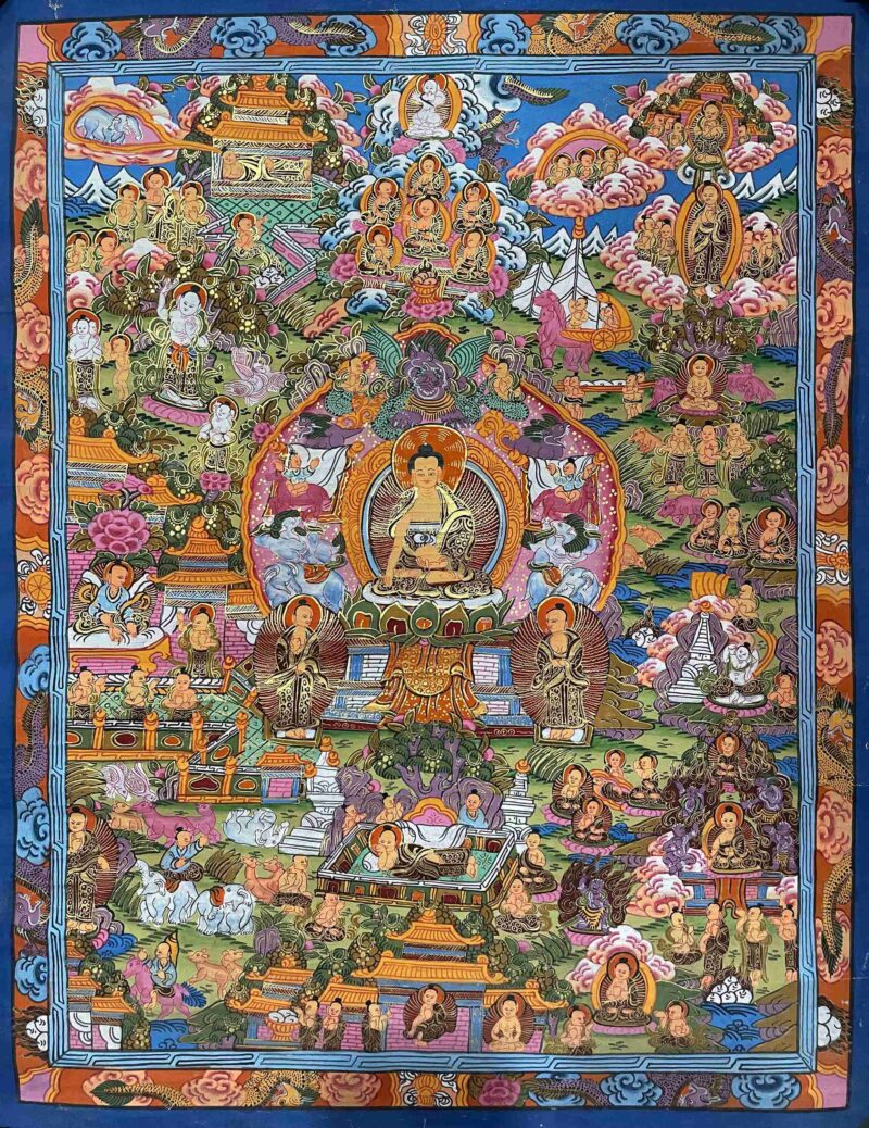 Buddhist Handmade Thangka Painting of Buddha Life Story – Real Gold, Hand-Painted - Image 7