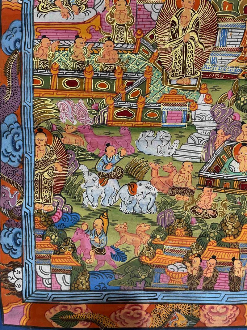 Buddhist Handmade Thangka Painting of Buddha Life Story – Real Gold, Hand-Painted - Image 5