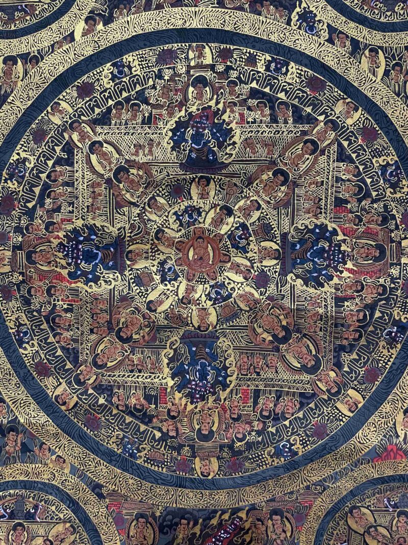 Buddhist Handmade Thangka Painting of Pancha Buddha – Real Gold, Hand-Painted - Image 4