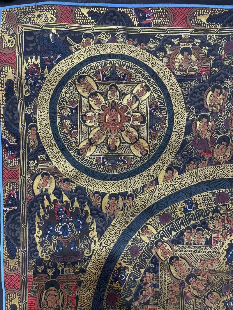 Buddhist Handmade Thangka Painting of Pancha Buddha – Real Gold, Hand-Painted - Image 2