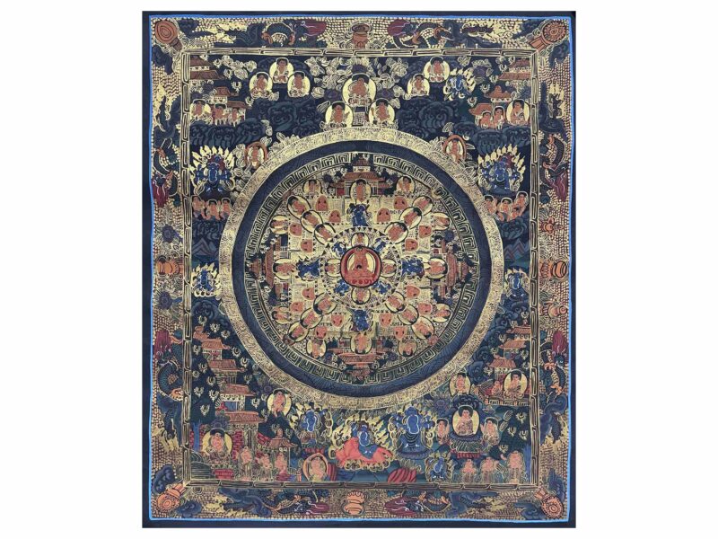 Buddhist Handmade Thangka Painting of Mandala – Real Gold, Hand-Painted