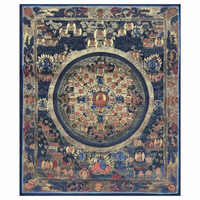 Buddhist Handmade Thangka Painting of Mandala – Real Gold, Hand-Painted