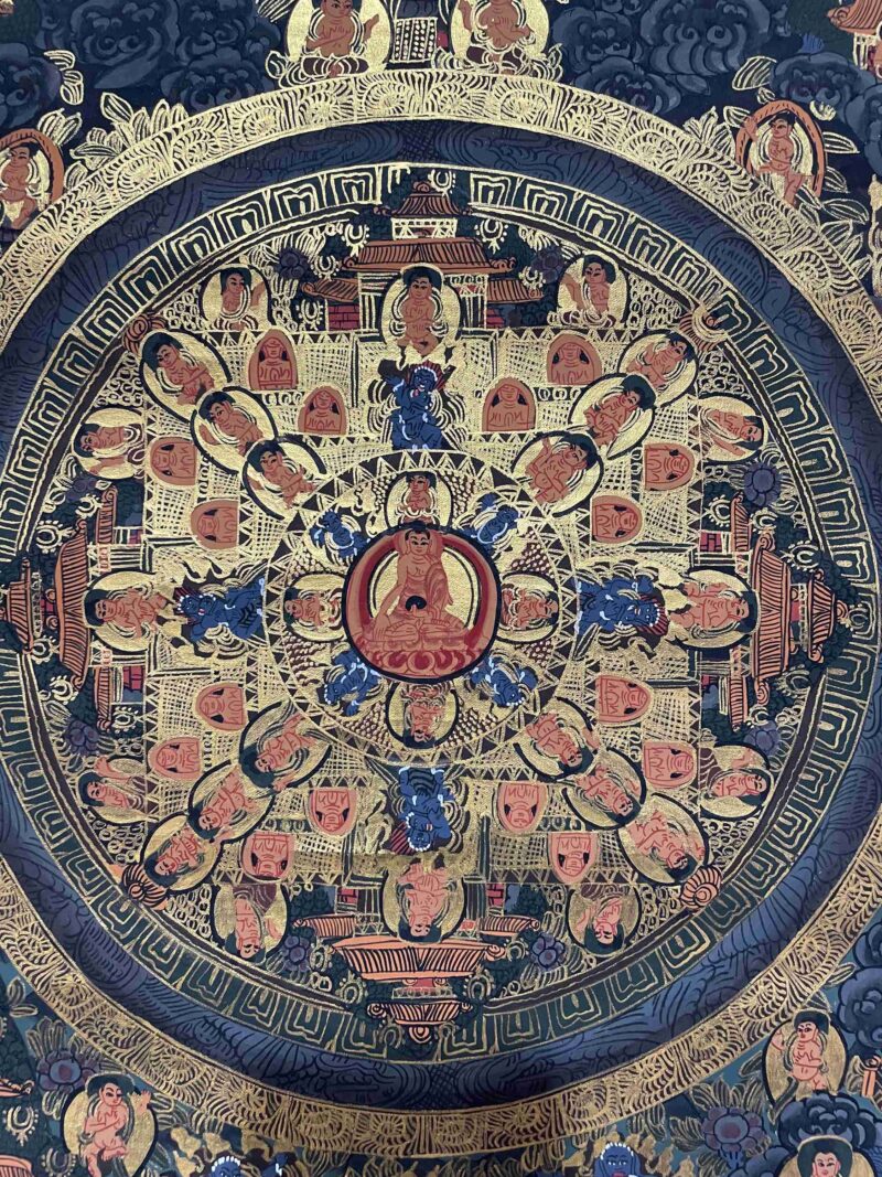 Buddhist Handmade Thangka Painting of Mandala – Real Gold, Hand-Painted - Image 7