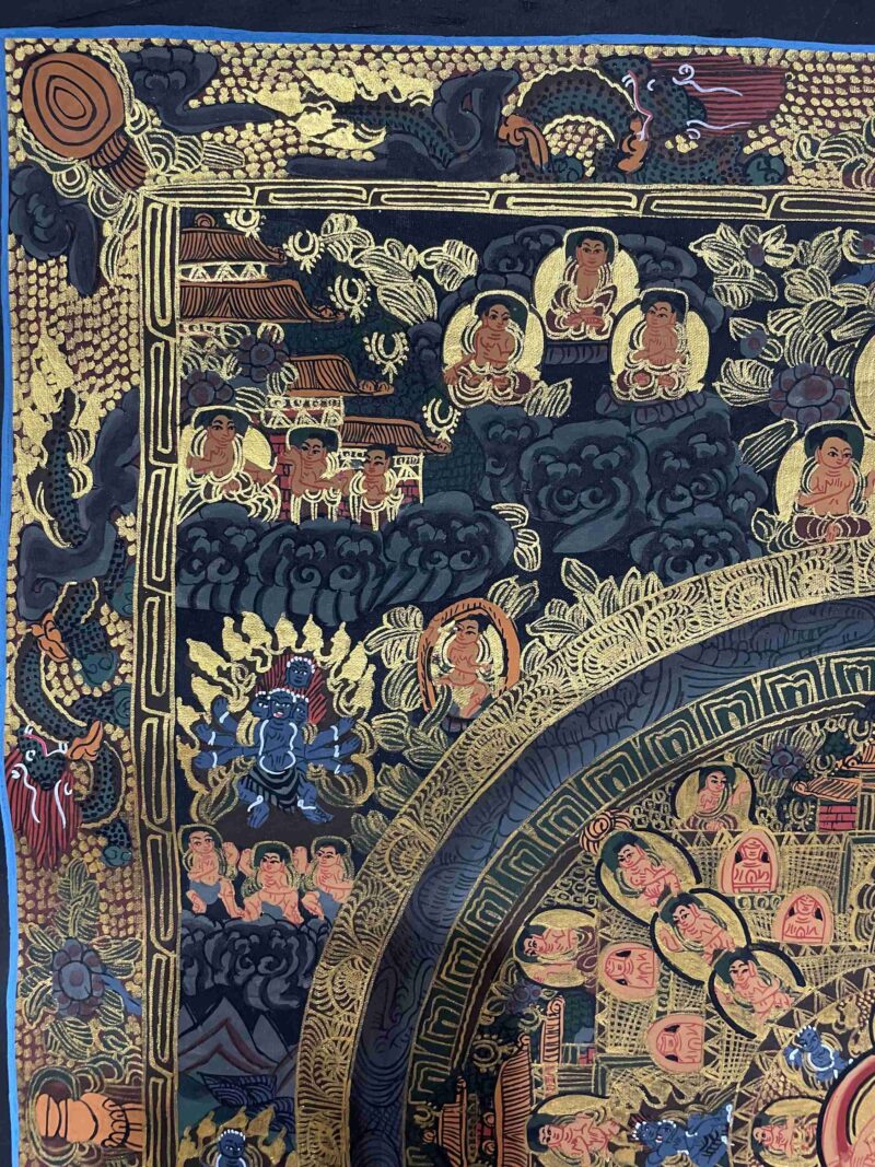 Buddhist Handmade Thangka Painting of Mandala – Real Gold, Hand-Painted - Image 2