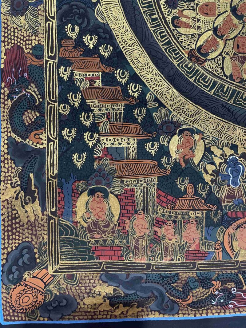 Buddhist Handmade Thangka Painting of Mandala – Real Gold, Hand-Painted - Image 4