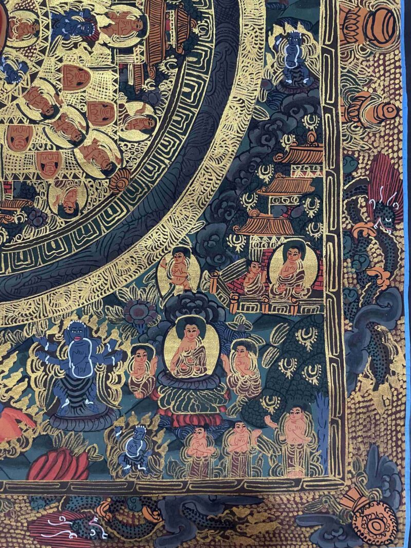 Buddhist Handmade Thangka Painting of Mandala – Real Gold, Hand-Painted - Image 5