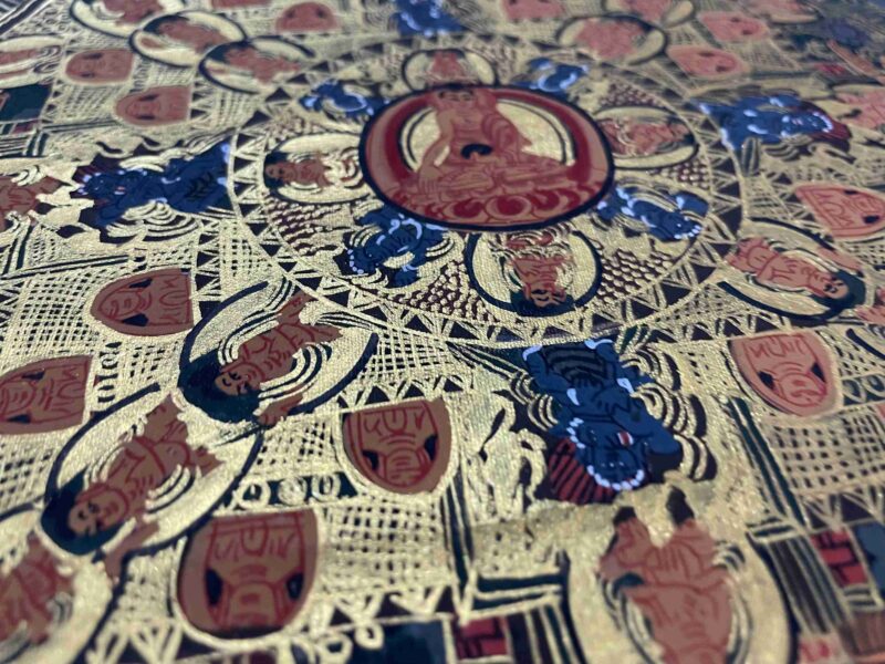 Buddhist Handmade Thangka Painting of Mandala – Real Gold, Hand-Painted - Image 6