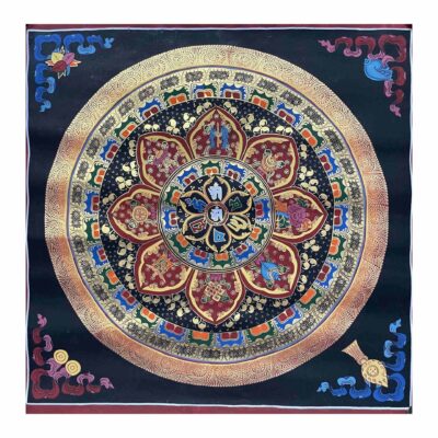 Buddhist Handmade Thangka Painting of Ashtamangala Mandala – Hand-Painted Student Mandala