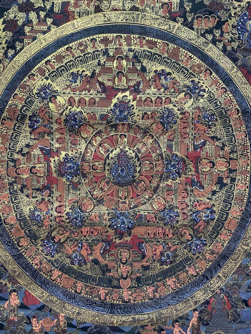 Buddhist Handmade Thangka Painting of Mandala – Real Gold, Hand-Painted, Sacred Art - Image 4