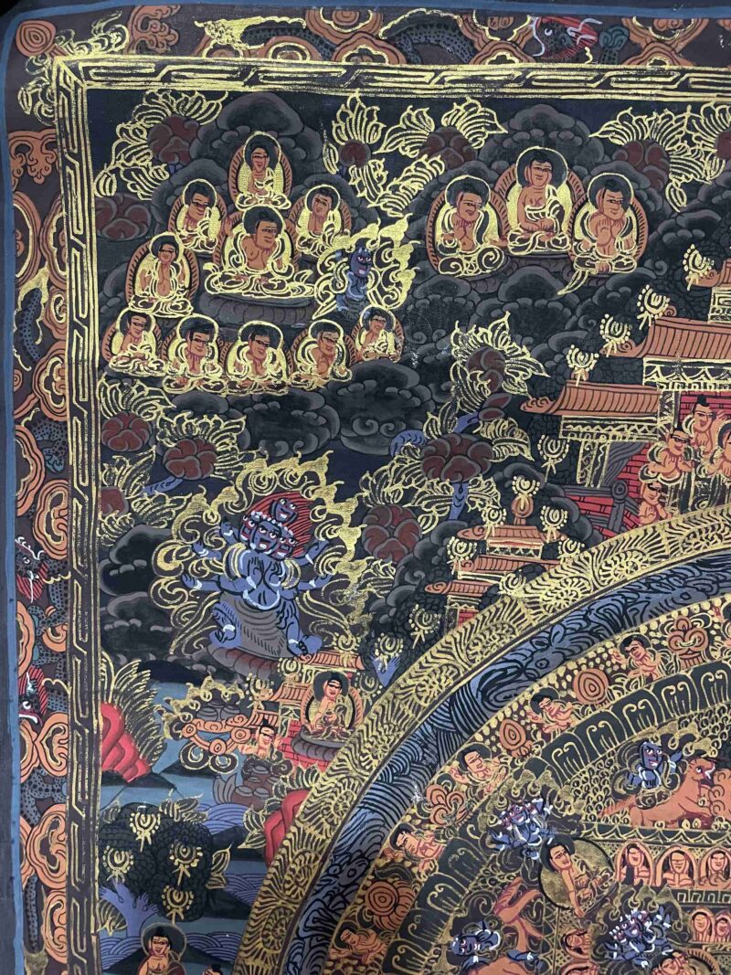 Buddhist Handmade Thangka Painting of Mandala – Real Gold, Hand-Painted, Sacred Art - Image 2