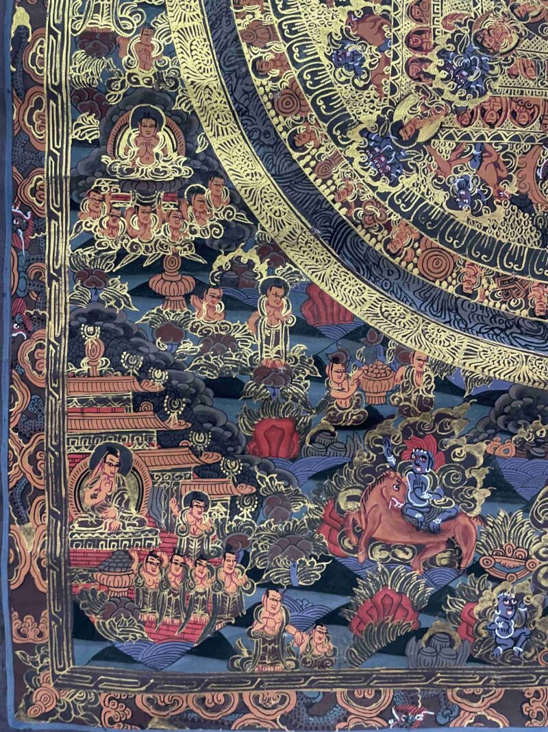 Buddhist Handmade Thangka Painting of Mandala – Real Gold, Hand-Painted, Sacred Art - Image 5
