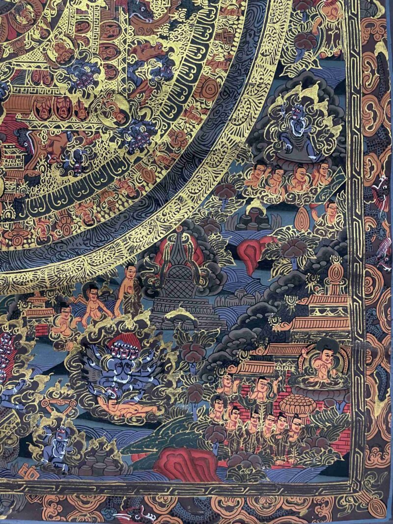 Buddhist Handmade Thangka Painting of Mandala – Real Gold, Hand-Painted, Sacred Art - Image 6