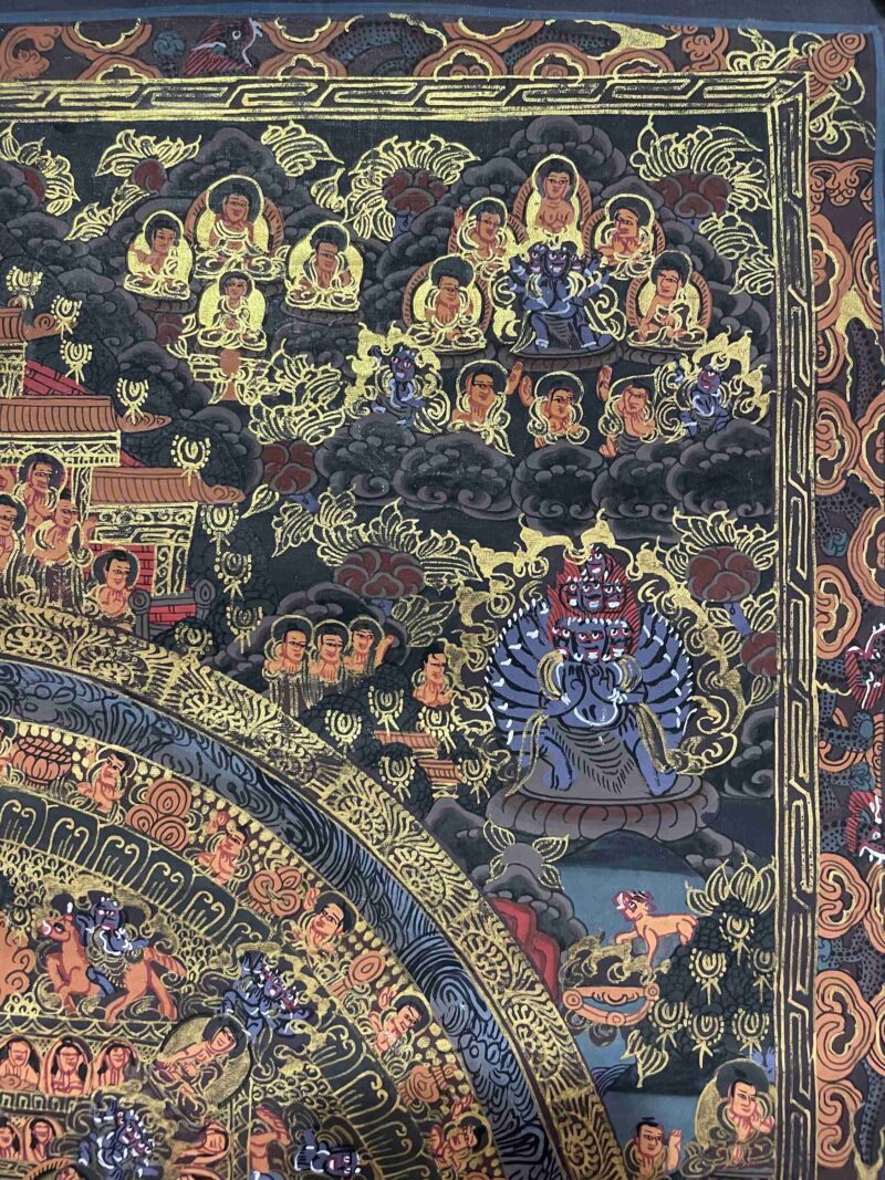 Buddhist Handmade Thangka Painting of Mandala – Real Gold, Hand-Painted, Sacred Art - Image 3
