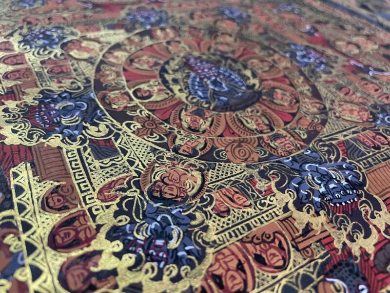Buddhist Handmade Thangka Painting of Mandala – Real Gold, Hand-Painted, Sacred Art - Image 7