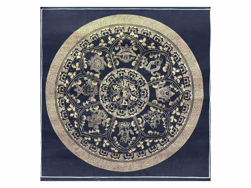 Buddhist Handmade Thangka Painting of Mantra Mandala – Real Gold, Hand-Painted, Sacred Art