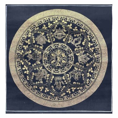 Buddhist Handmade Thangka Painting of Mantra Mandala – Real Gold, Hand-Painted, Sacred Art