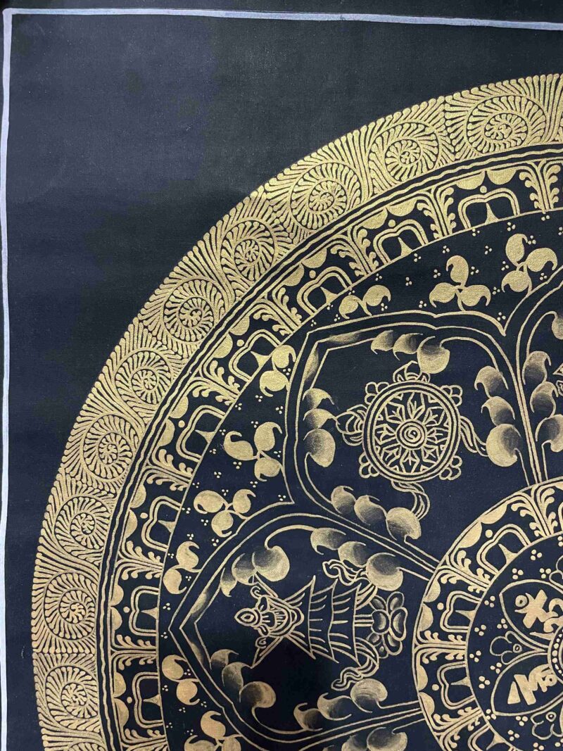 Buddhist Handmade Thangka Painting of Mantra Mandala – Real Gold, Hand-Painted, Sacred Art - Image 2