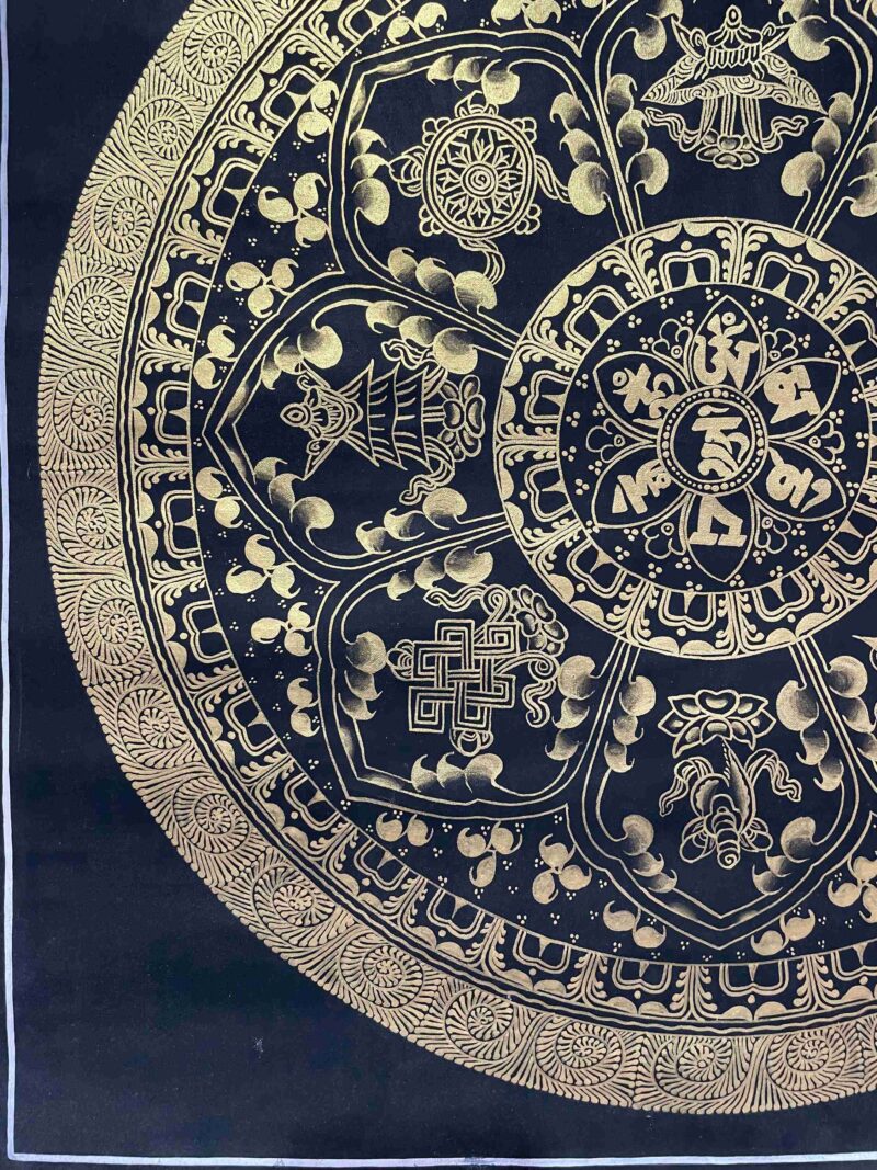 Buddhist Handmade Thangka Painting of Mantra Mandala – Real Gold, Hand-Painted, Sacred Art - Image 6