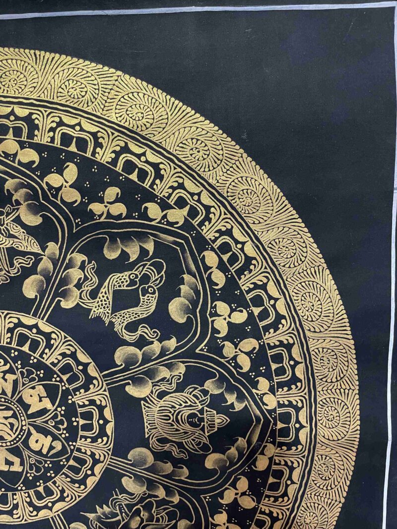 Buddhist Handmade Thangka Painting of Mantra Mandala – Real Gold, Hand-Painted, Sacred Art - Image 3