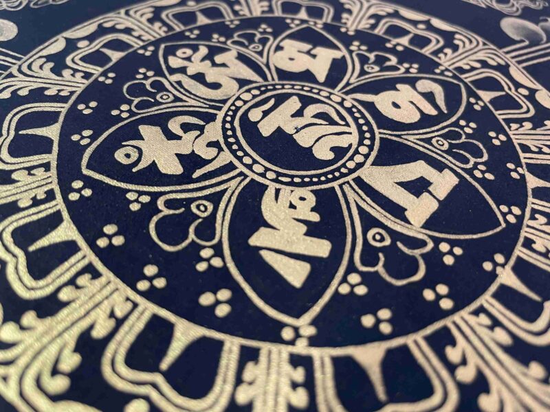 Buddhist Handmade Thangka Painting of Mantra Mandala – Real Gold, Hand-Painted, Sacred Art - Image 5