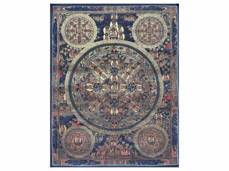 Buddhist Handmade Thangka Painting of Pancha Buddha – Real Gold, Hand-Painted