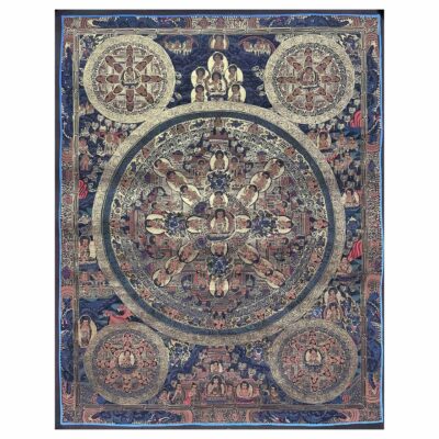 Buddhist Handmade Thangka Painting of Pancha Buddha – Real Gold, Hand-Painted