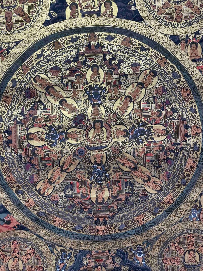 Buddhist Handmade Thangka Painting of Pancha Buddha – Real Gold, Hand-Painted - Image 4