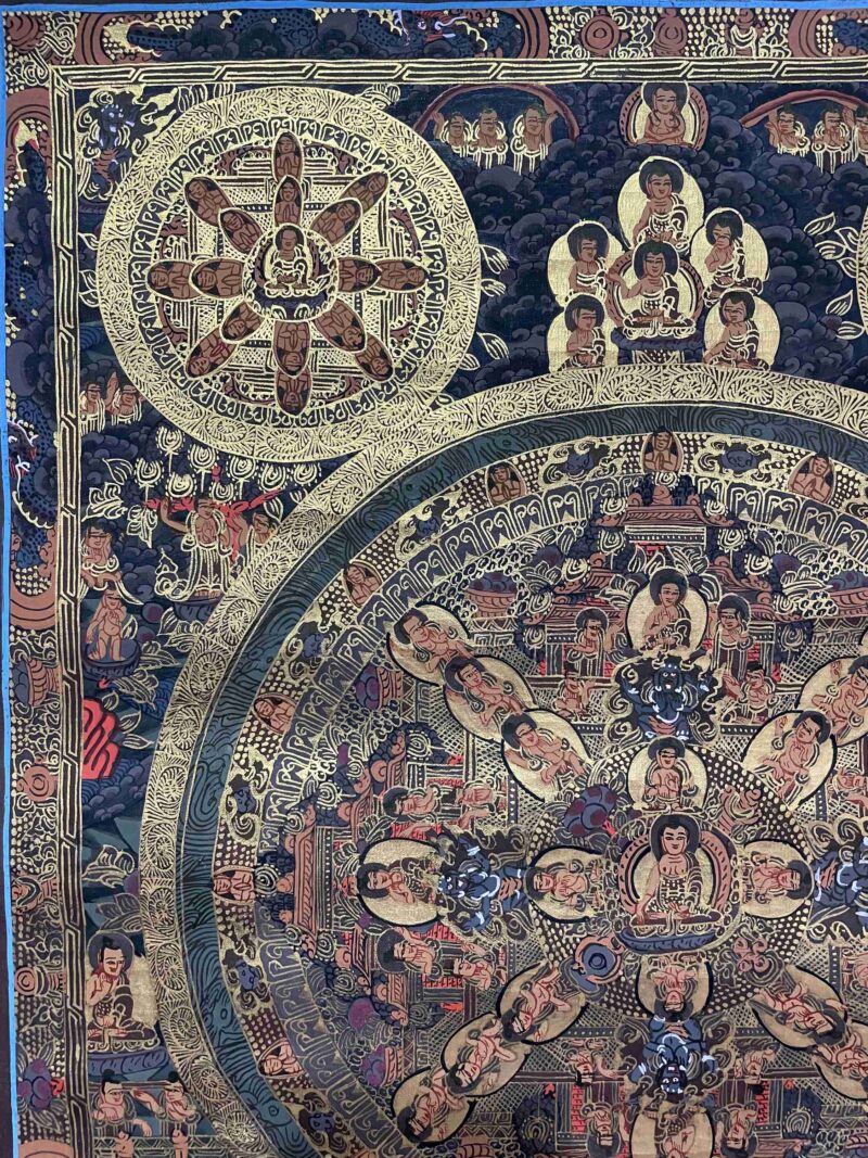 Buddhist Handmade Thangka Painting of Pancha Buddha – Real Gold, Hand-Painted - Image 2