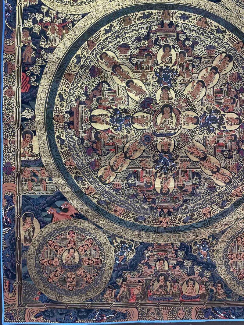 Buddhist Handmade Thangka Painting of Pancha Buddha – Real Gold, Hand-Painted - Image 5