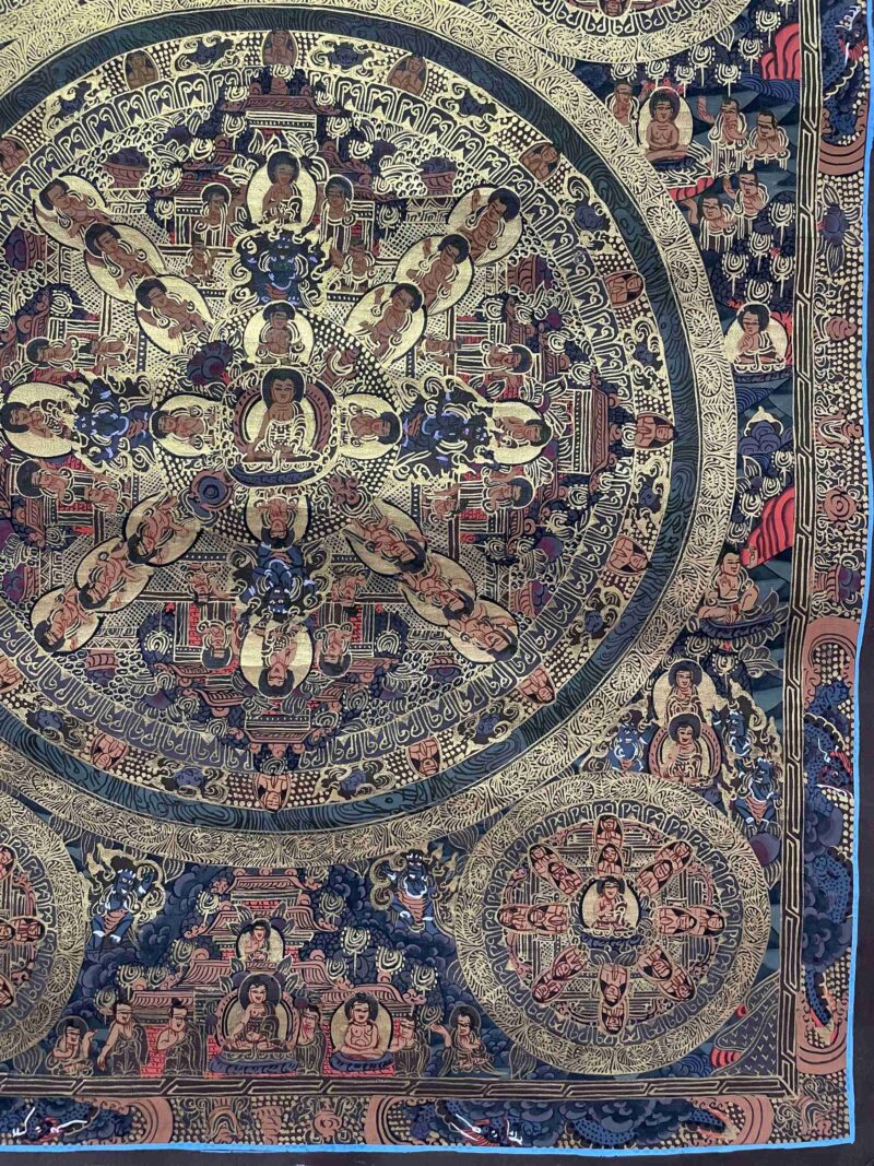 Buddhist Handmade Thangka Painting of Pancha Buddha – Real Gold, Hand-Painted - Image 6