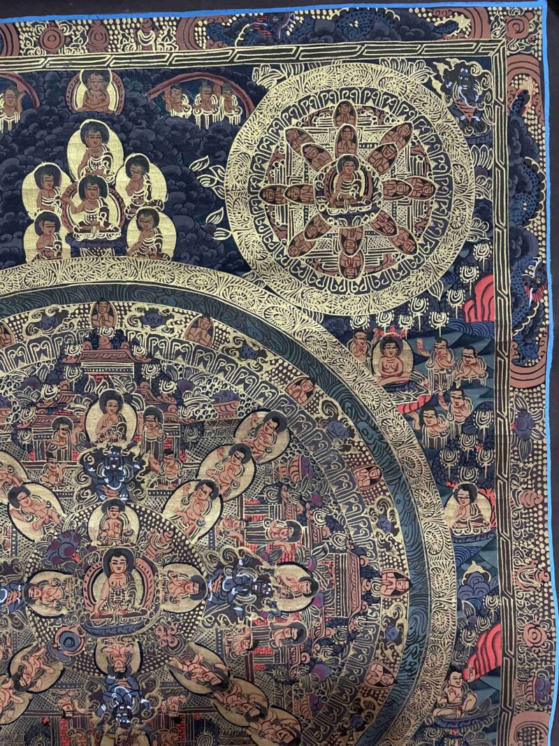 Buddhist Handmade Thangka Painting of Pancha Buddha – Real Gold, Hand-Painted - Image 3