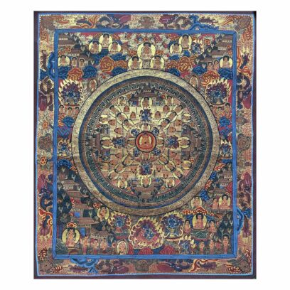 Buddhist Handmade Thangka Painting of Mandala – Real Gold, Hand-Painted
