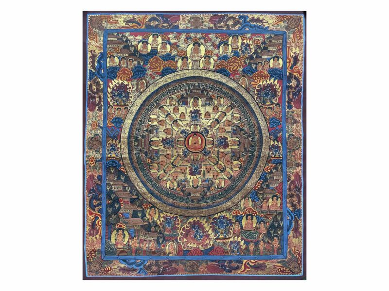 Buddhist Handmade Thangka Painting of Mandala – Real Gold, Hand-Painted