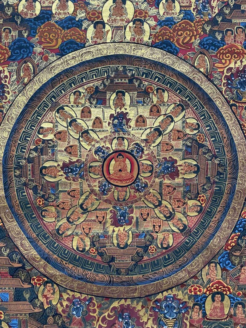 Buddhist Handmade Thangka Painting of Mandala – Real Gold, Hand-Painted - Image 4