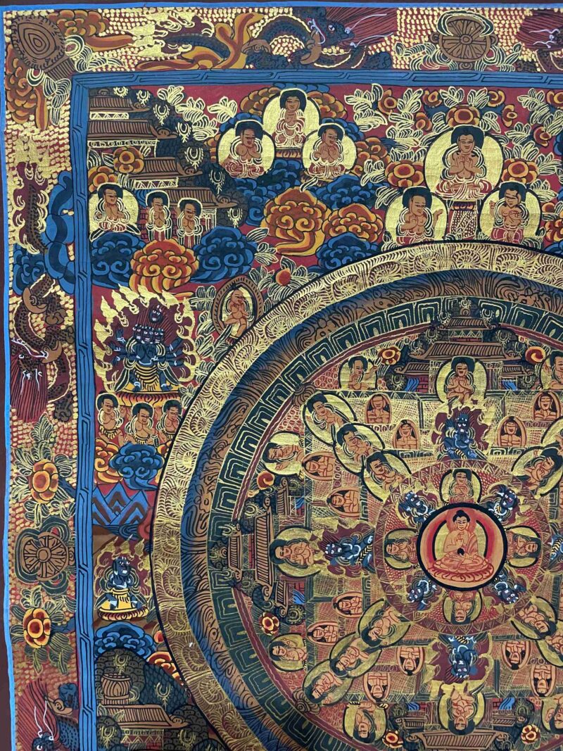 Buddhist Handmade Thangka Painting of Mandala – Real Gold, Hand-Painted - Image 2